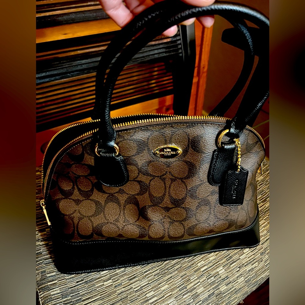 Coach Brown and Black Signature Handbag